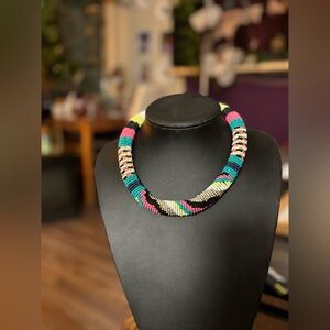 Boho Tribal Seed Bead Statement Collar Necklace • Lovisa Adjustable • Vibrant